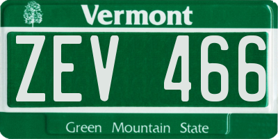 VT license plate ZEV466