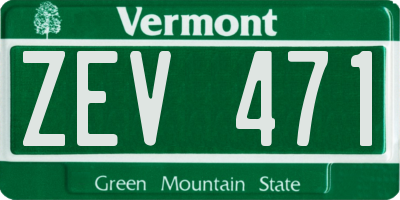 VT license plate ZEV471