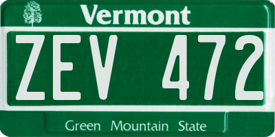 VT license plate ZEV472