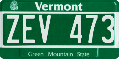 VT license plate ZEV473