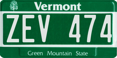 VT license plate ZEV474