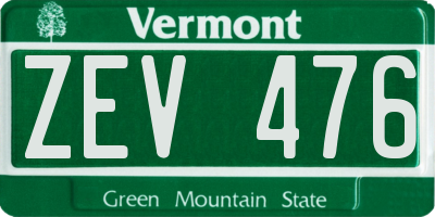 VT license plate ZEV476