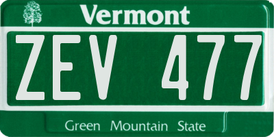VT license plate ZEV477