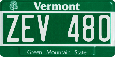 VT license plate ZEV480