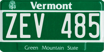 VT license plate ZEV485