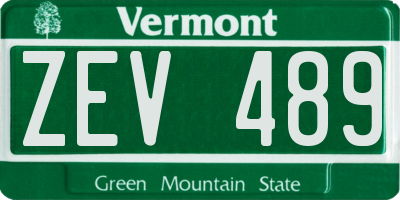 VT license plate ZEV489