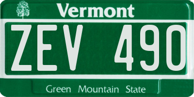 VT license plate ZEV490