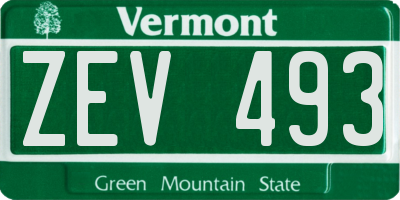 VT license plate ZEV493