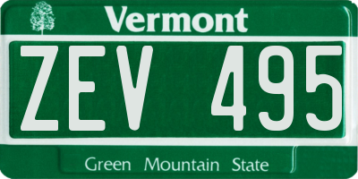 VT license plate ZEV495
