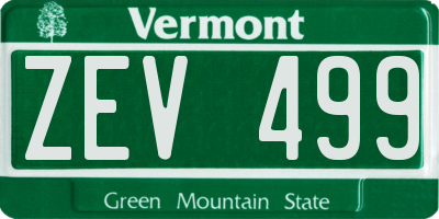 VT license plate ZEV499
