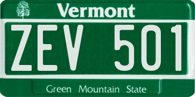 VT license plate ZEV501