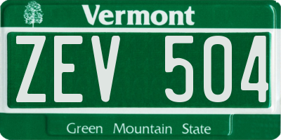 VT license plate ZEV504