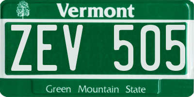 VT license plate ZEV505