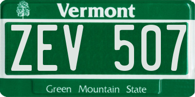 VT license plate ZEV507