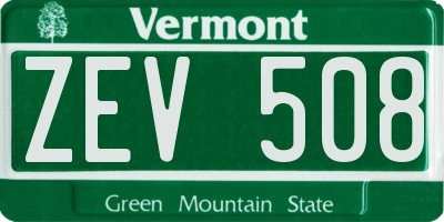 VT license plate ZEV508