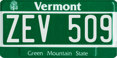 VT license plate ZEV509