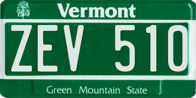 VT license plate ZEV510
