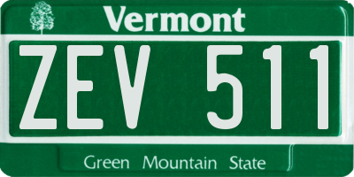 VT license plate ZEV511