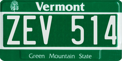 VT license plate ZEV514