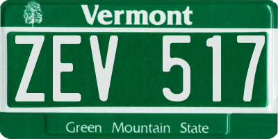 VT license plate ZEV517