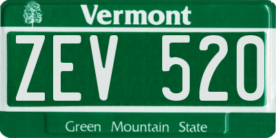 VT license plate ZEV520