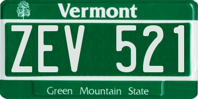 VT license plate ZEV521