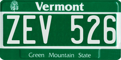 VT license plate ZEV526