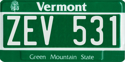 VT license plate ZEV531