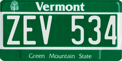 VT license plate ZEV534