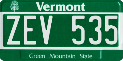 VT license plate ZEV535