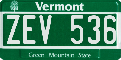 VT license plate ZEV536