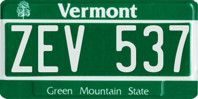 VT license plate ZEV537