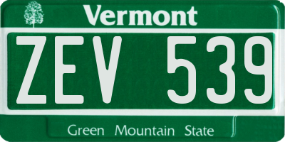 VT license plate ZEV539