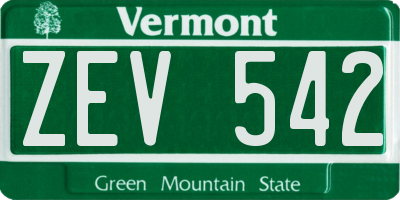 VT license plate ZEV542