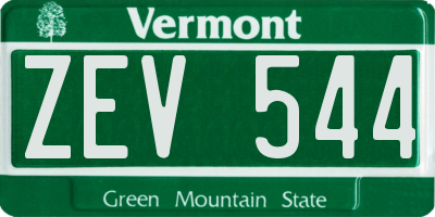 VT license plate ZEV544