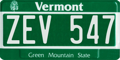 VT license plate ZEV547