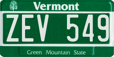 VT license plate ZEV549