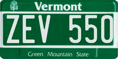 VT license plate ZEV550