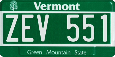 VT license plate ZEV551