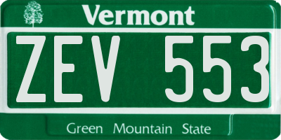 VT license plate ZEV553
