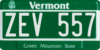 VT license plate ZEV557