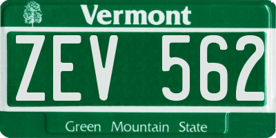 VT license plate ZEV562