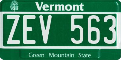 VT license plate ZEV563