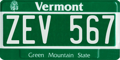 VT license plate ZEV567