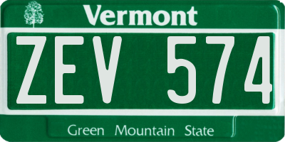 VT license plate ZEV574