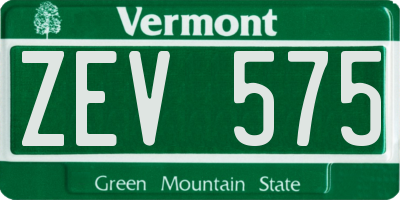 VT license plate ZEV575