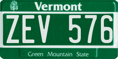 VT license plate ZEV576