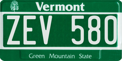 VT license plate ZEV580