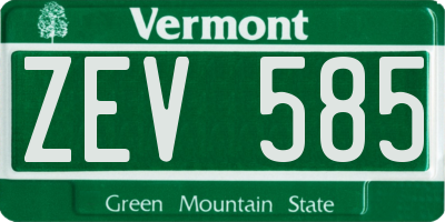 VT license plate ZEV585