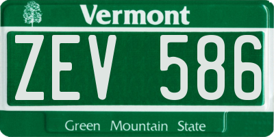 VT license plate ZEV586